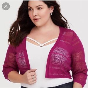 Torrid Berry Cropped Shrug 1(X)